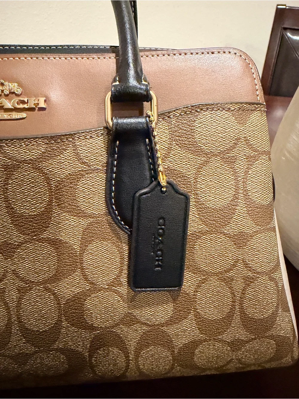 Coach Darcie Carryall in Color block Saddle / Black / Chalk NWOT